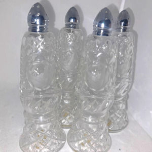 BEAUTIFUL Made in Germany Crystal 7" Tall 4 Salt & Pepper Shakers Etched Rose